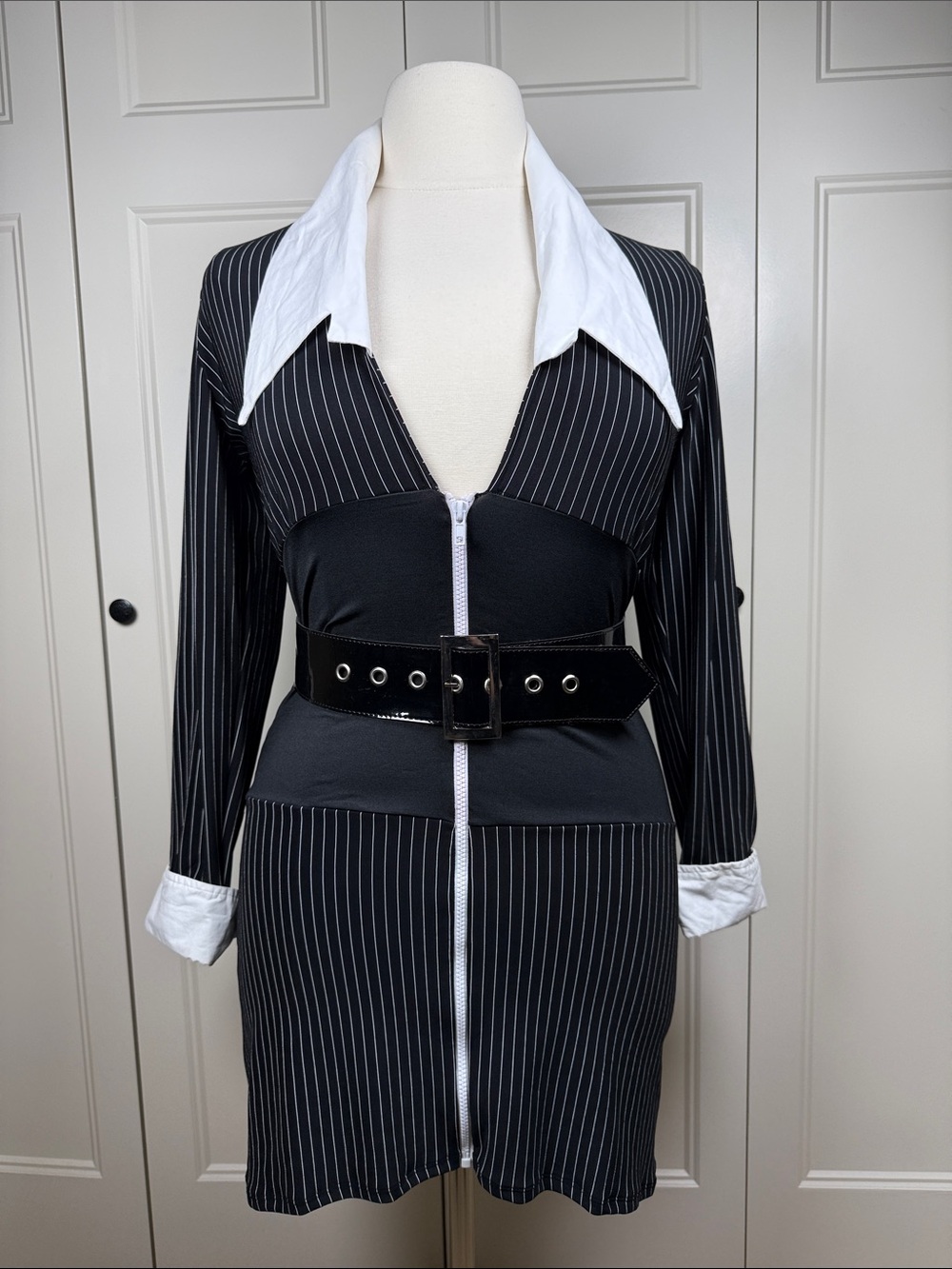 Forplay Miss Bonnie Costume Pinstriped Gangster Vintage Look Size 2X/3X